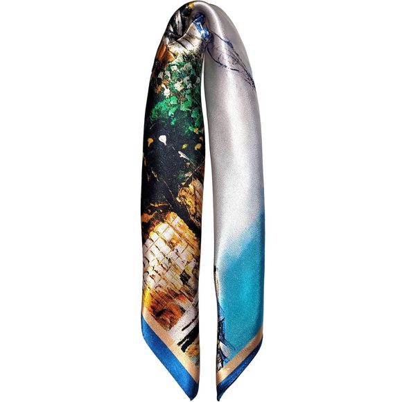 NWT Genuine 100% Mulberry Silk Satin Scarf 20"x20" Small Square Shawl 5455 - Picture 6 of 7